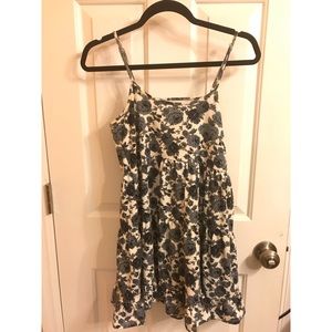 Tobi white and grey/blue babydoll dress